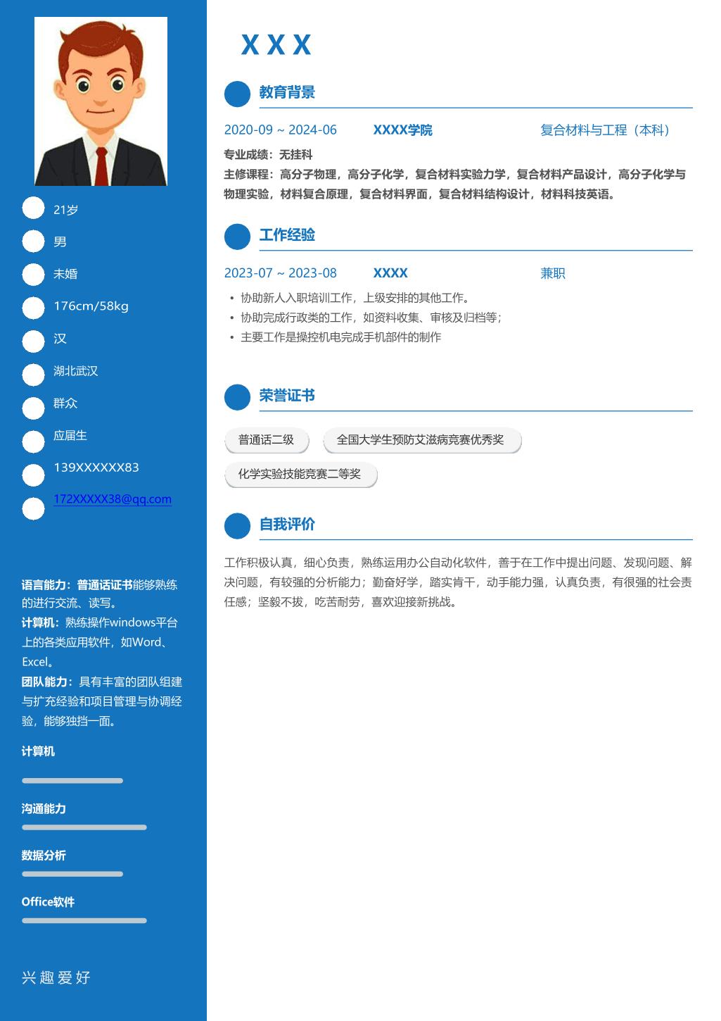 复合材料与工程相关专业应届生求职简历模板 