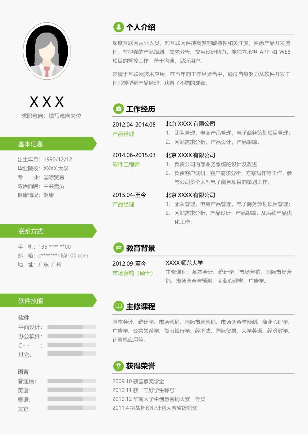 国际贸易相关专业应届生求职简历模板 